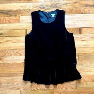J Crew Black Velvet Peplum Top - Size 0